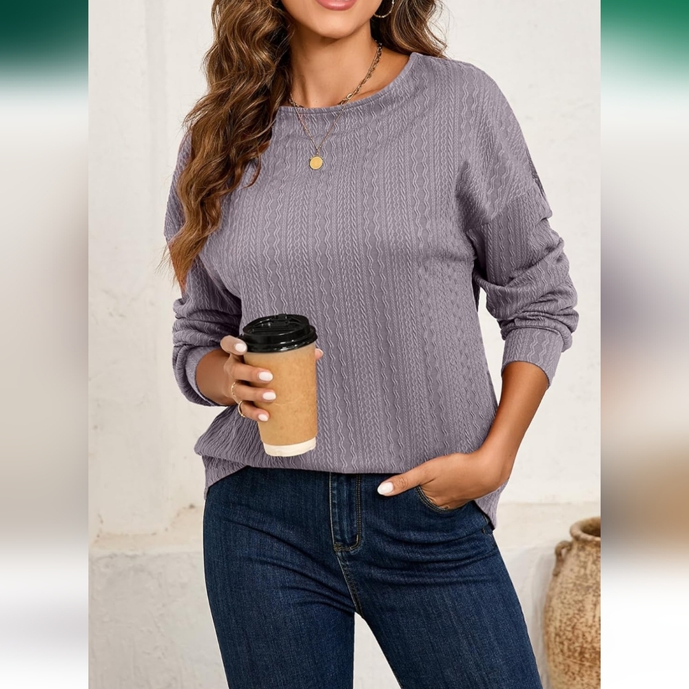 Long Sleeve Shirts for Women Fall Fashion 2024 Textured Tunic Tops Lightweight